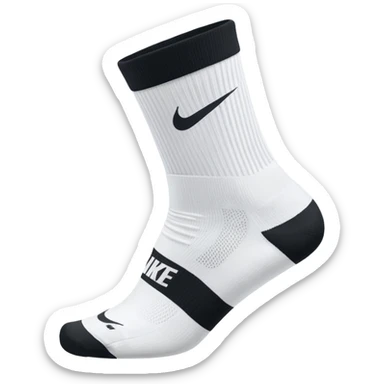 white sock, with black nike logo socks, dri-fit socks sticker