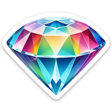 Cinematic Realistic Diamond Emoji, Brilliant and sparkling, with perfectly cut facets reflecting light in dazzling rainbows, resting upon a soft velvet background. The sharp, clean edges reflect light in every direction, creating a mesmerizing shine. Soft glowing outline, capturing the essence of timeless luxury and radiant beauty in a single, flawless diamond! sticker