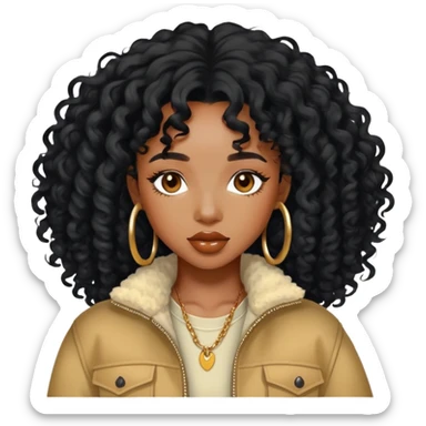 SZA with curly black hair and stylish outfit sticker