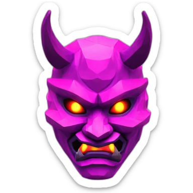ONI MASK magenta color eyes glowing neon japanese style low poly 3d sticker