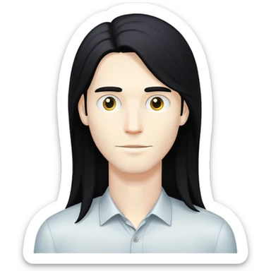 Hombre blanco delgado con pelo largo y negro  sticker