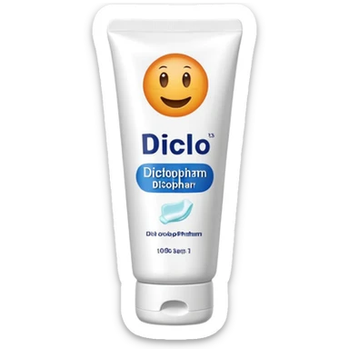 an empty, oversized and totally squeezed out tube of toothpaste labelled "Diclo ratiopharm" sticker