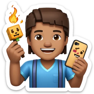 Emoji mdr with it is minecraft player sticker
