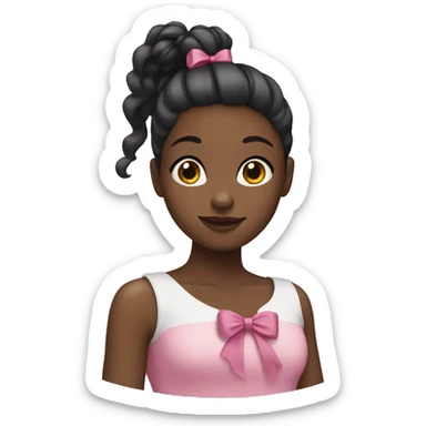 black girl with bow in a ponytail  sticker