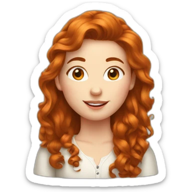 Une fille rousse, cheveux longs et bouclés  sticker