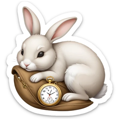 Lapin qui dort avec une montre  sticker