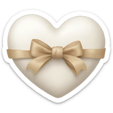 white heart with beige bow sticker