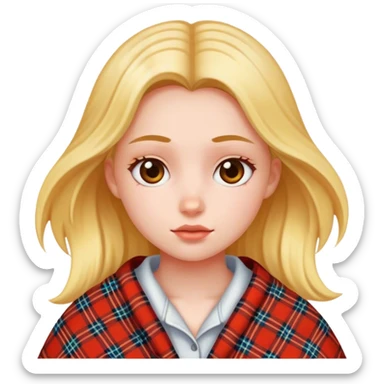 A girl covered with a plaid sticker