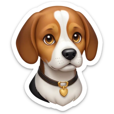 Cinematic Noble Tri-Color Beagle Portrait Emoji, Poised and regal, with a compact, sturdy build and a well-groomed coat of white, brown, and black, deep-set soulful hazel eyes, Simplified yet sharp and sophisticated features, highly detailed, glowing with a soft, dignified glow, high shine, intelligent and loyal, stylized with an air of strength, focused and attentive, soft glowing outline, capturing the essence of a watchful and confident companion, so majestic it feels as though it could step out of the screen with effortless authority! sticker
