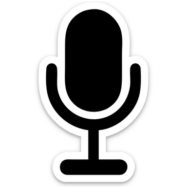 microphone on stand, solid black fill, minimalist silhouette, urban style sticker