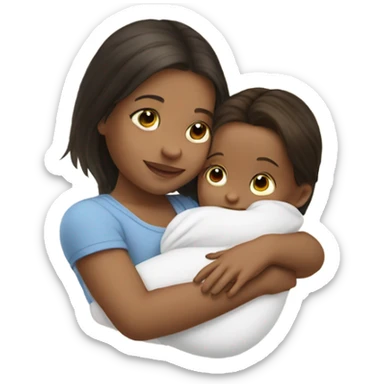 Baby cuddling brunette girl  sticker
