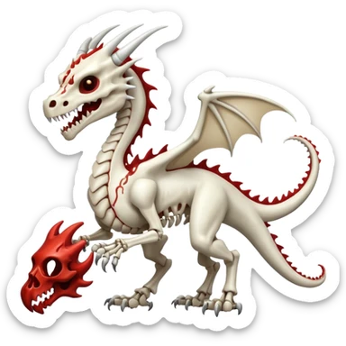  White skeletal skeleton bone dragon with some blood sticker