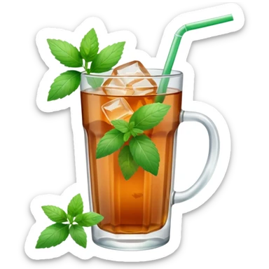 ice mint tea without lemon in glass sticker