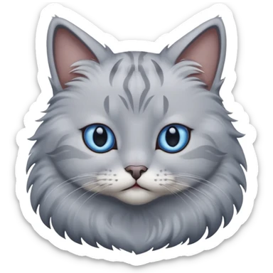 a gray cat with blue eyes on its FOREHEAD sticker
