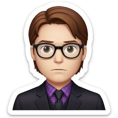 zemo brown hair with glasses, black suit, checkered shirt marvel from captain america: civil war sticker