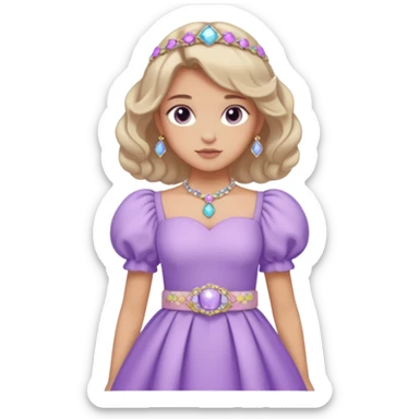 A pastel purple dress with puffed sleeves and gemstone belt.




























 sticker