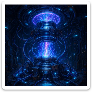 hyperdrive core for a starship, intricate sci-fi machinery, glowing energy, futuristic details sticker