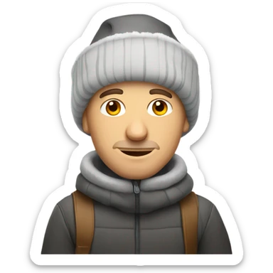 Russian man wearing winter hat sticker