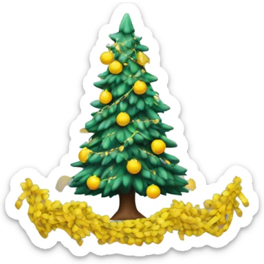 new year tree with yellow garland sticker