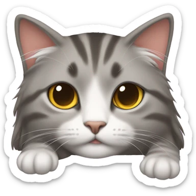 Gary cat with long long hair，she lay down on the bed sticker