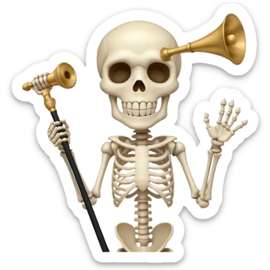 SKELETON WITH NO HEAD BUT A ROD WITH BOTH MEGAPHONES sticker