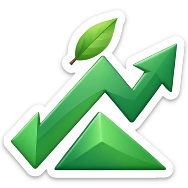 Create an Apple-style emoji that represents a stock/share, combining a clean upward-trending chart, a minimal financial symbol, and a confident growth vibe, using simple shapes, smooth gradients, and the polished. sticker