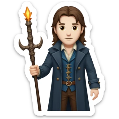 Van Helsing (male) from Dracula with long brown hair sticker