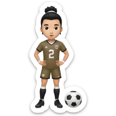 a pretty male bratz footballer. black hair tied in a manbun. light brown skin sticker