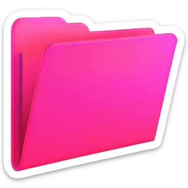 document folder, transparent glass with bright pink gradient from #FF335F to #FF99AA, soft shadows and highlights, minimalistic sticker
