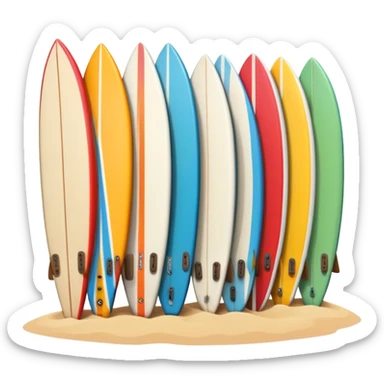 Rack of surfboards on the beach sticker