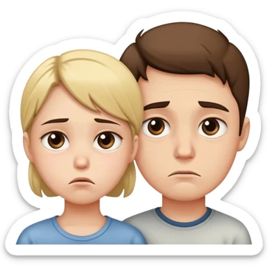 a boy and girl from waist up with sad faces sticker