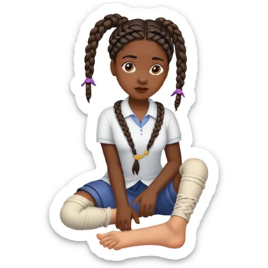Black women with braids has broken foot sticker
