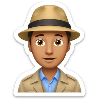 male tour guide in forigen sticker