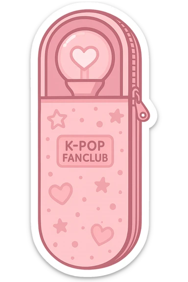 pink kpop fan club lightstick case, cute and trendy sticker