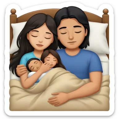 Latino man with long black hair sleeping with brown hair Filipina sticker