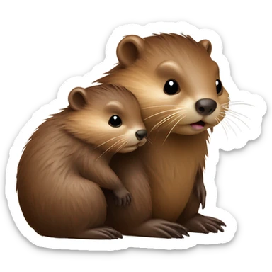 Baby beaver Embudles with mother beaver sticker