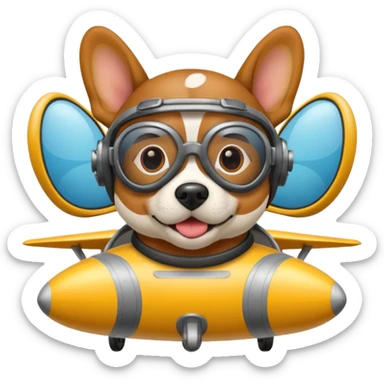 Perro volando con un avion sticker