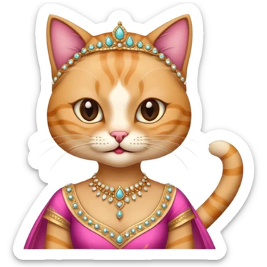 Funny cat wear lehnga with long acrilic nails sticker