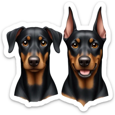 Two Dobermans playing: one black and one grown sticker