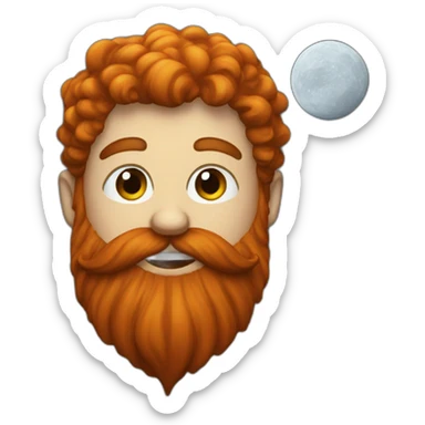 Long red beard on a moon sticker