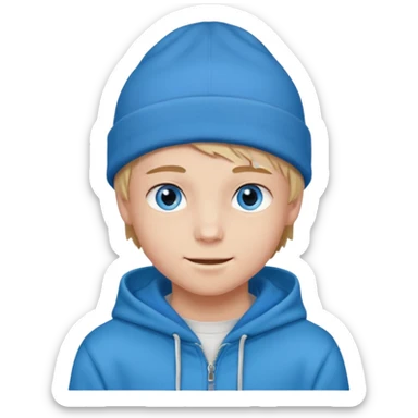 handsome and young teen pinterest boy good at fashion. popular among 'that brat girl', wearing hoodieand beanie with blue eye  and little smile sticker