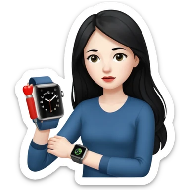 mujer cabello negro largo piel blanca con apple watch en su muñeca midiendo hipertension sticker