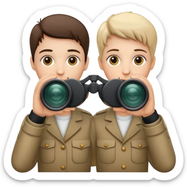  hands holding  binoculars sticker