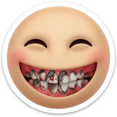 Smiling laughing face with rotten teeth sticker