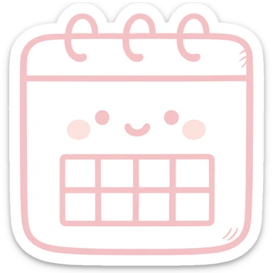 Japanese hand-drawn style, pink theme, soft and cute calendar icon, transparent background, for mobile home screen sticker