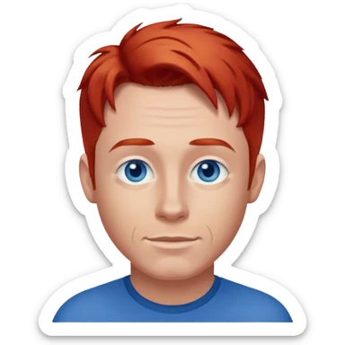 Dave Farrell with blue eyes, red hair sticker