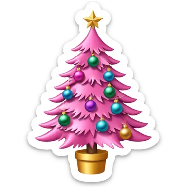 pink christmas tree sticker