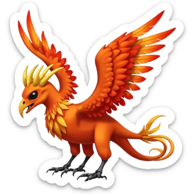 Skeletal skull-faced feathery fiery winged horned Amaura-Aurorus-Pokémon-Fakémon-hybrid-fusion-creature, full body sticker