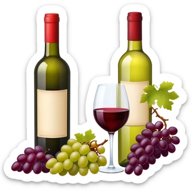 a bottle of red wine and a bottle of white wine with grapes on the label. sticker