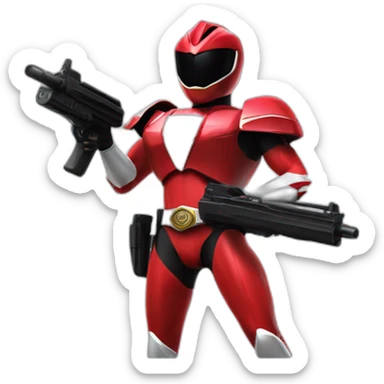 red power ranger with a police gun sticker